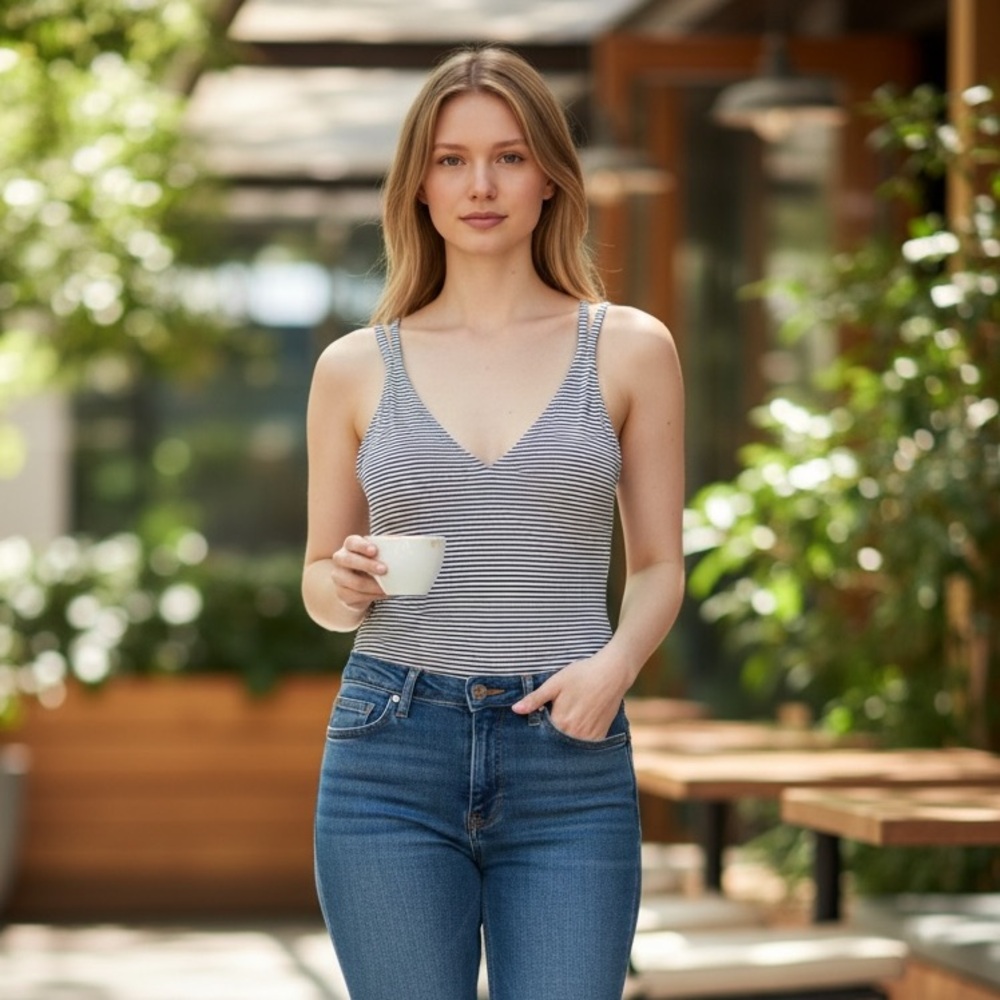 Striped bodysuit tank
